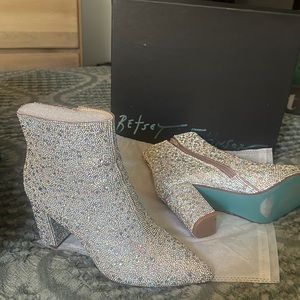 Betsey Johnson Rhinestone Boots - Size 8.5